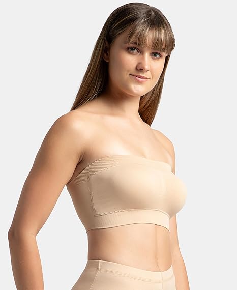 Jockey 1545 Women’s Wirefree Padded Bandeau Bra – Full Coverage with Detachable Straps